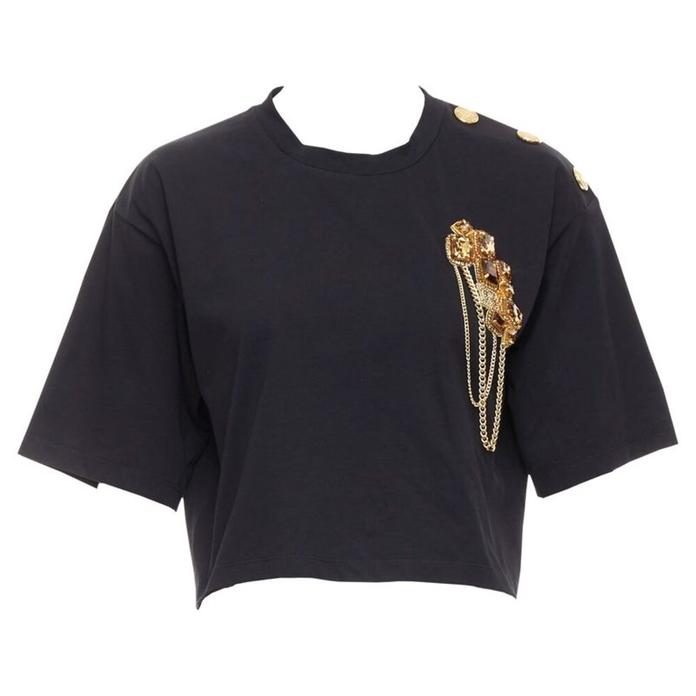 Balmain Button Chain Crop Tshirt